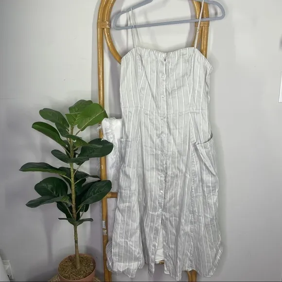 Theory Kayleigh Striped Linen Blend Dress sz 10