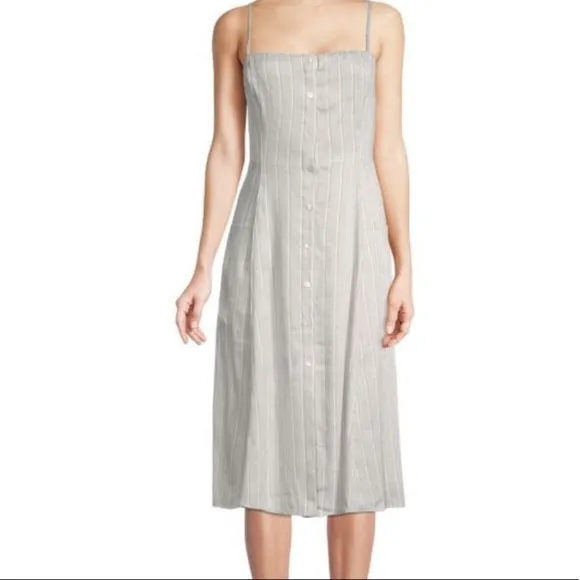 Theory Kayleigh Striped Linen Blend Dress sz 10