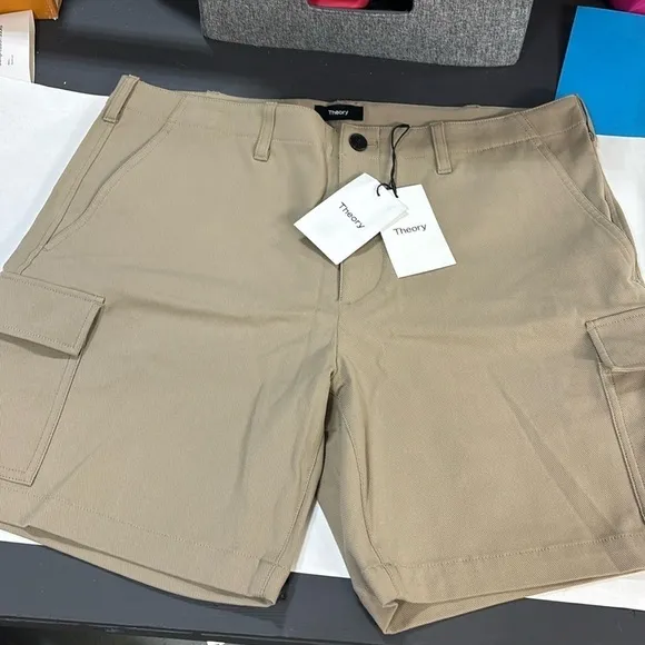 Theory Zaine Cargo Short in Bark Neoteric Twill streamlined cargo shorts new 36