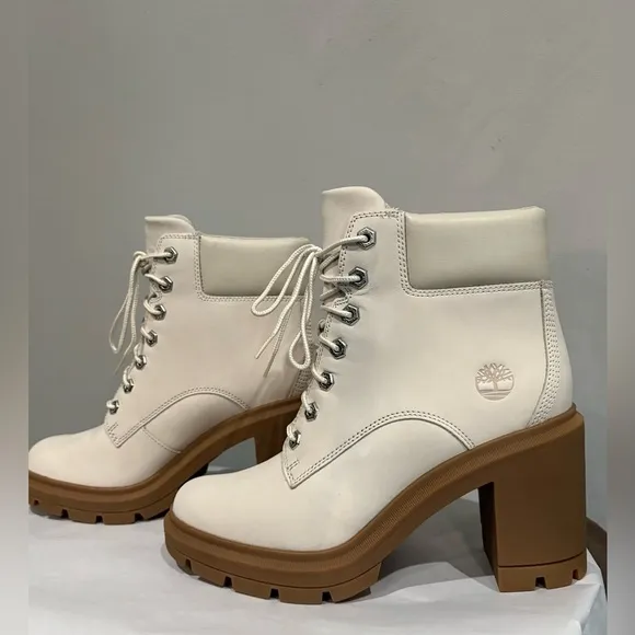 TIMBERLAND ALLINGTON HEIGHTS HIGH HEELED BOOTS IN NUBUCK WHITE