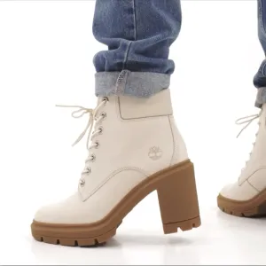 TIMBERLAND ALLINGTON HEIGHTS HIGH HEELED BOOTS IN NUBUCK WHITE
