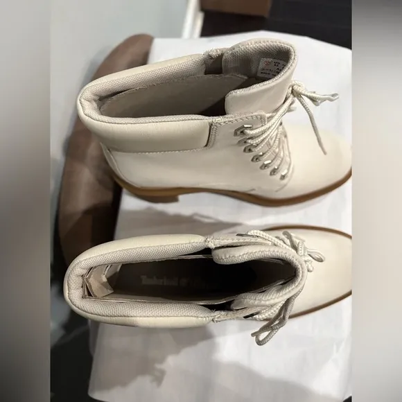 TIMBERLAND ALLINGTON HEIGHTS HIGH HEELED BOOTS IN NUBUCK WHITE