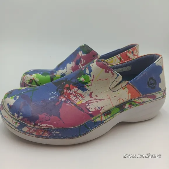 Timberland Pro Slip Resistant Splatter Paint Womens Work Shoes Clogs size 7