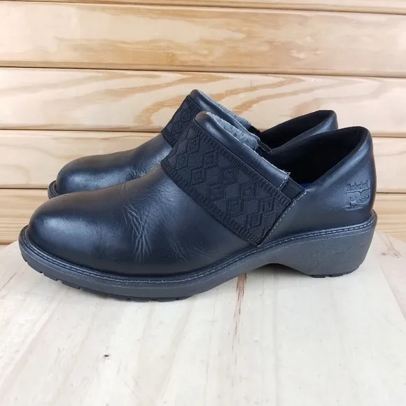 Timberland PRO436 Riveter Black Slip On Work Alloy Toe Shoes Clogs Women's 11M