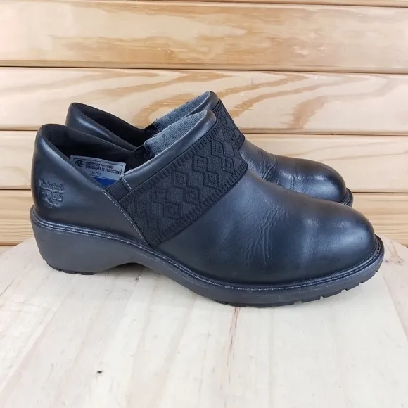 Timberland PRO436 Riveter Black Slip On Work Alloy Toe Shoes Clogs Women's 11M