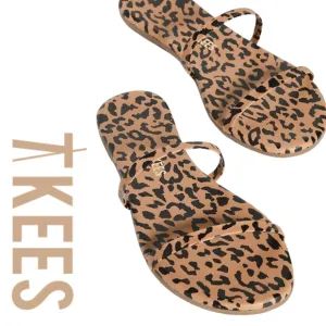 TKEES - Women's Gemma Exotic Slides, Nubuck Cheetah, Print, Brown, 7 Medium US