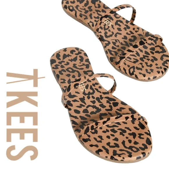 TKEES - Women's Gemma Exotic Slides, Nubuck Cheetah, Print, Brown, 7 Medium US