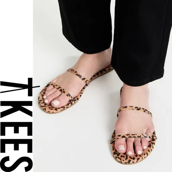 TKEES - Women's Gemma Exotic Slides, Nubuck Cheetah, Print, Brown, 7 Medium US