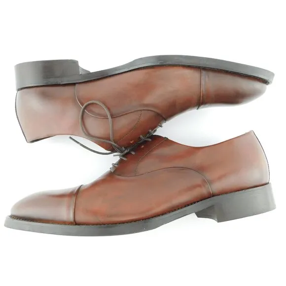 TO BOOT NEW YORK Dark Brown Leather Cap Toe Lace-up Oxfords Shoes 10