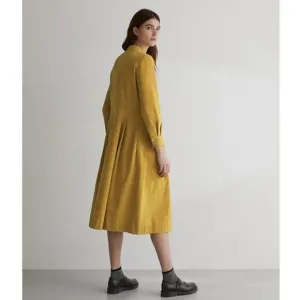 TOAST UK Swingy Needlecord Pleated Corduroy Button Front Midi Shirt Dress UK 8