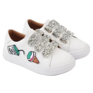Toddler Girls Silver Glitter Velcro Sneakers
