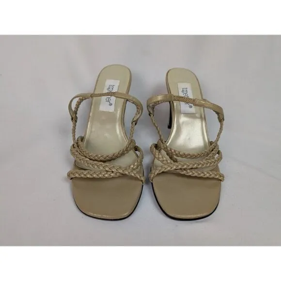TOGETHER 7 Vintage 90s Y2K Leather Braided Strappy Heels Open Toe Pumps Feminine
