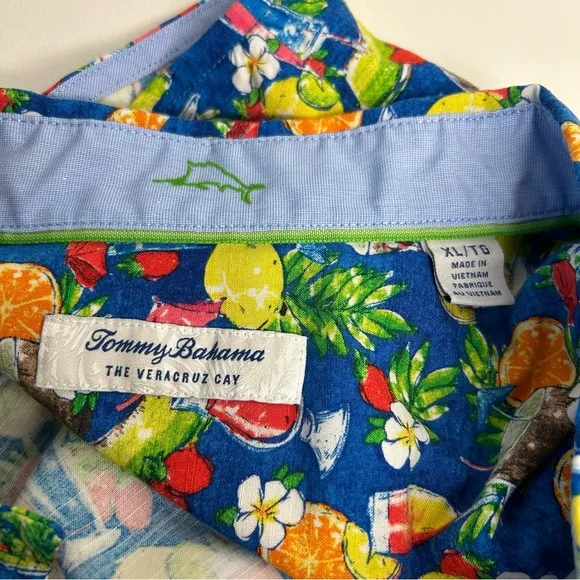TOMMY BAHAMA Mens Size XL Veracruz Cay‎ Happy Hour Cocktails Short Sleeve Shirt