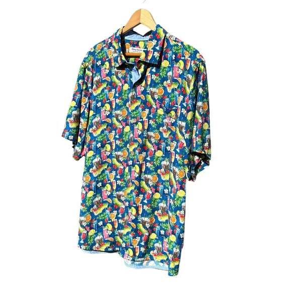 TOMMY BAHAMA Mens Size XL Veracruz Cay‎ Happy Hour Cocktails Short Sleeve Shirt