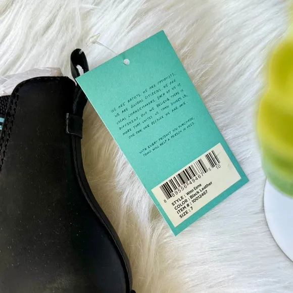 Toms Esme Black Leather Chelsea Slip On Booties Size 7