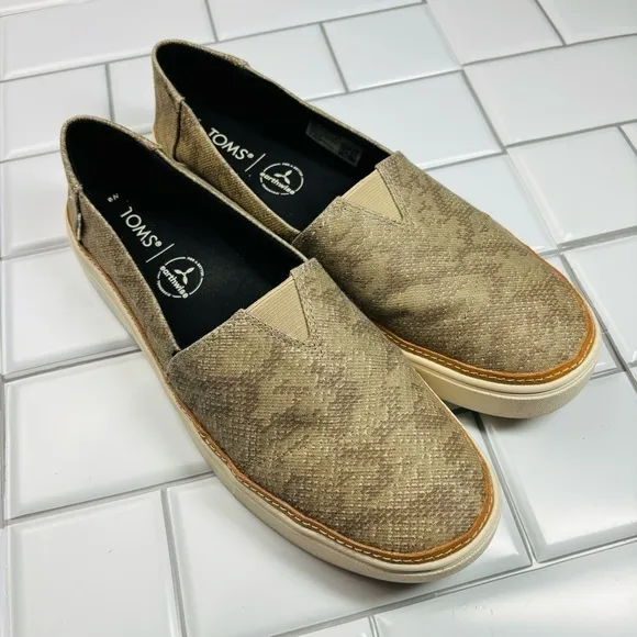 TOMS Parker Cupsole Slip-On Snakeskin print Sneaker Size 9