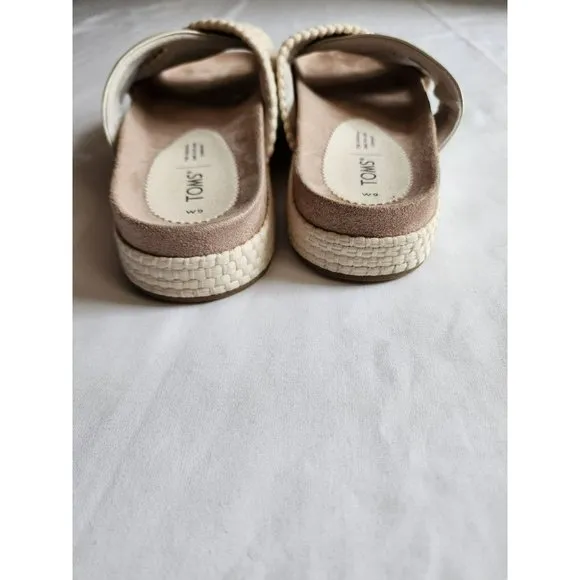 TOMS Women's Paloma Leather &amp; Rope Crossover Flat Sandals Slides Silver Size W9
