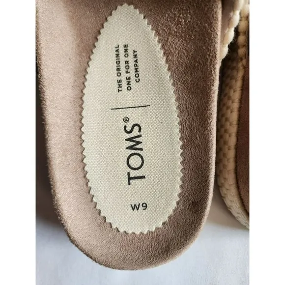 TOMS Women's Paloma Leather &amp; Rope Crossover Flat Sandals Slides Silver Size W9
