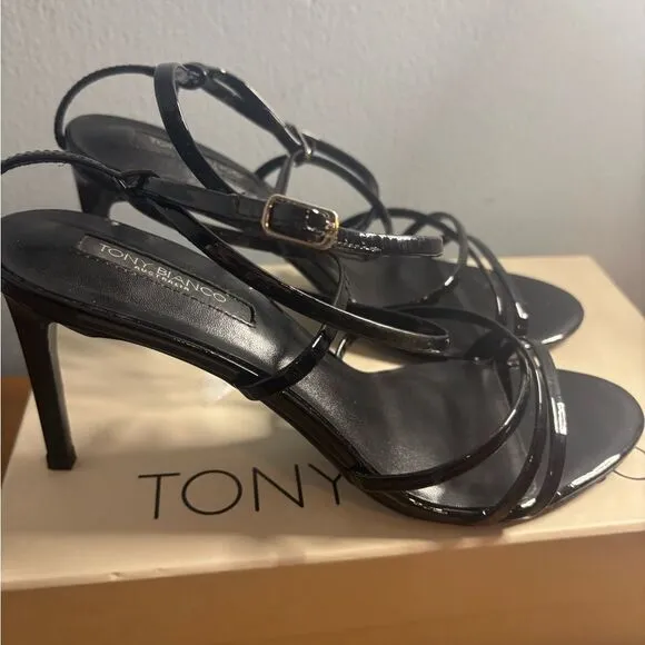 Tony bianco MAJORCA BLACK PATENT leather heel size 9 NEW IN BOX