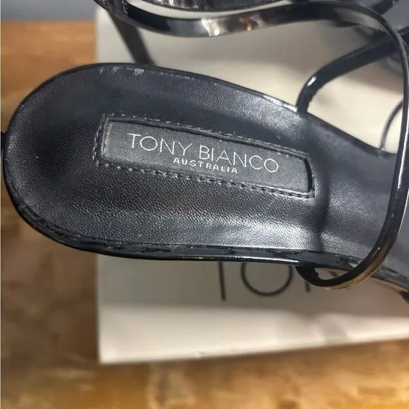 Tony bianco MAJORCA BLACK PATENT leather heel size 9 NEW IN BOX