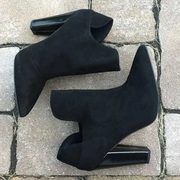Topshop “Again” Black Suede Ankle Booties