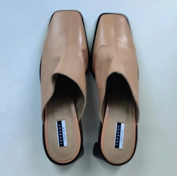 TOPSHOP Leather Juke Tan Mules EU 40/US 9.5