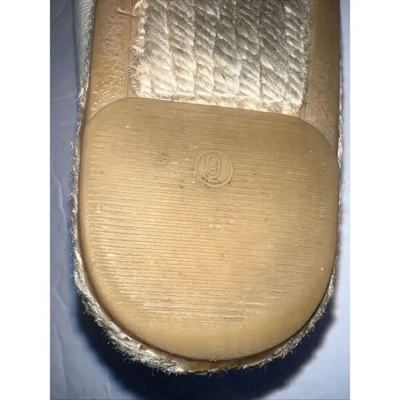 Tory Burch Beacher‎ Canvas Espadrille Flat, Ivory/Newport Navy Size 9