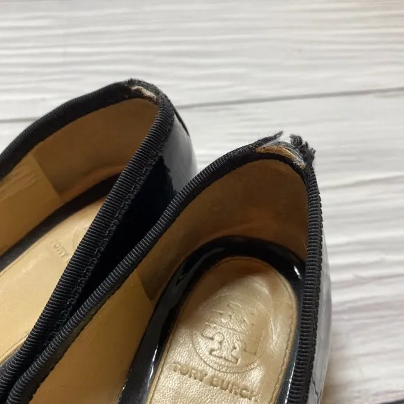 Tory Burch Black Chelsea Patent Leather Pumps Heel