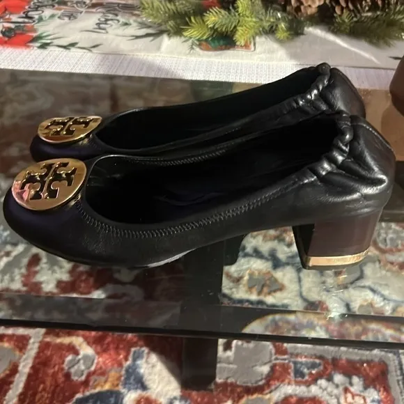 😎Tory Burch black heels WORN , the size is 36.5 EUR or 9.5 inches, maybe 7.5US.