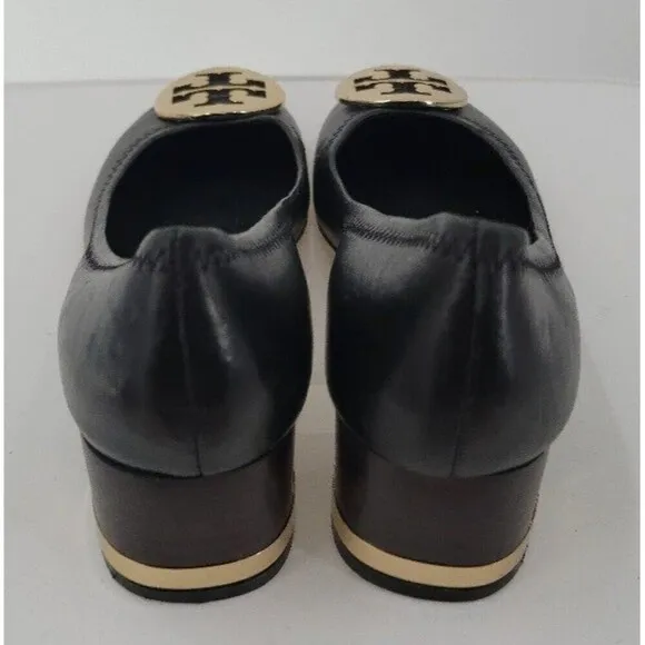 Tory Burch Black Leather Janey Block Heel Pumps