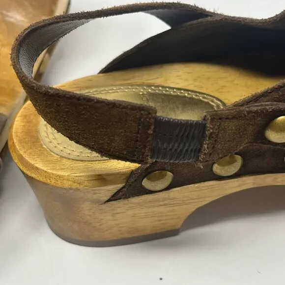 Tory Burch Blythe Studded Clogs suede brown 6