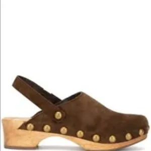 Tory Burch Blythe Studded Clogs suede brown 6