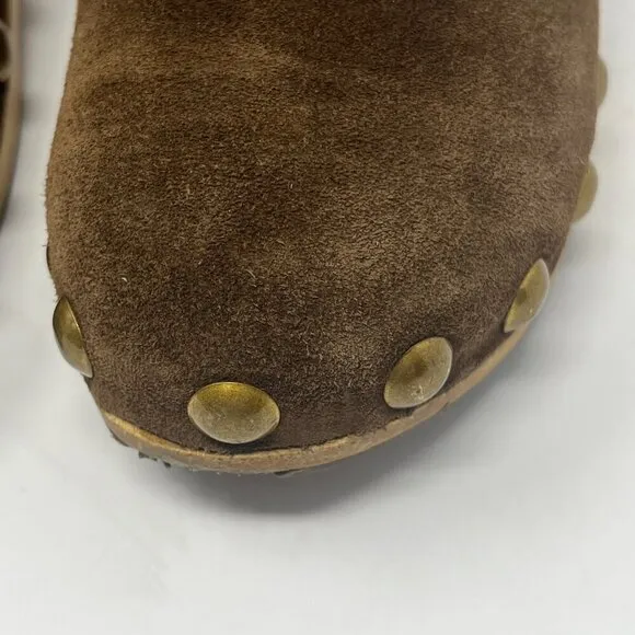 Tory Burch Blythe Studded Clogs suede brown 6