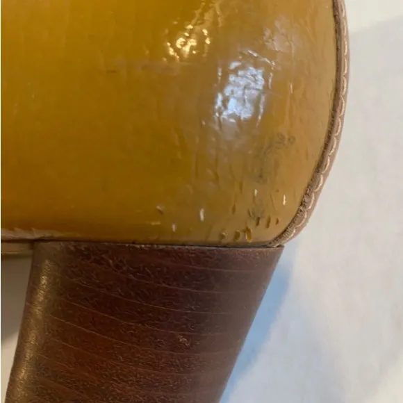 Tory Burch Brown Leather Block Heel Pumps
