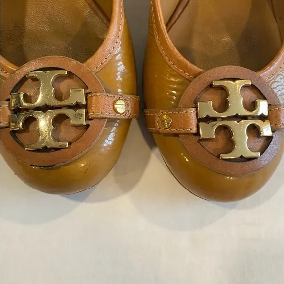 Tory Burch Brown Leather Block Heel Pumps