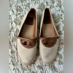Tory Burch espadrille leather sidney luggage canvas - slip ons