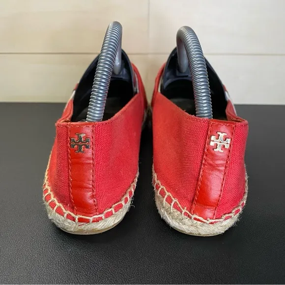 Tory Burch Flats Espadrille Red White Women's Size 9 Shoes M Slip-Ons K14