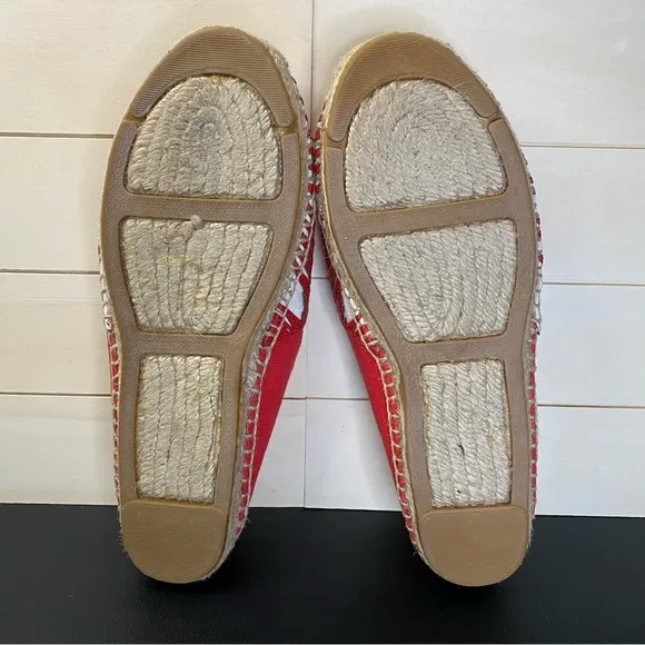 Tory Burch Flats Espadrille Red White Women's Size 9 Shoes M Slip-Ons K14