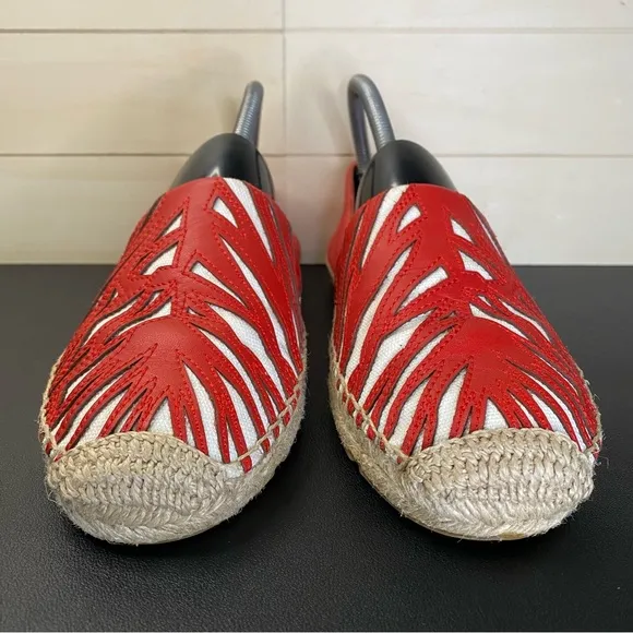Tory Burch Flats Espadrille Red White Women's Size 9 Shoes M Slip-Ons K14