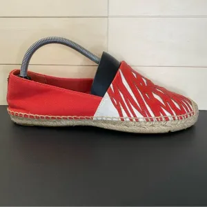 Tory Burch Flats Espadrille Red White Women's Size 9 Shoes M Slip-Ons K14