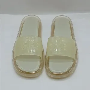 Tory Burch Logo Bubble Jelly Slides Sandal Women 9M Ivory Slip On Platform Shoes