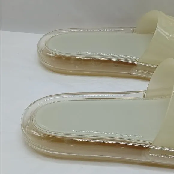 Tory Burch Logo Bubble Jelly Slides Sandal Women 9M Ivory Slip On Platform Shoes