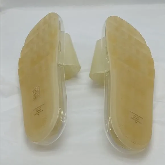 Tory Burch Logo Bubble Jelly Slides Sandal Women 9M Ivory Slip On Platform Shoes