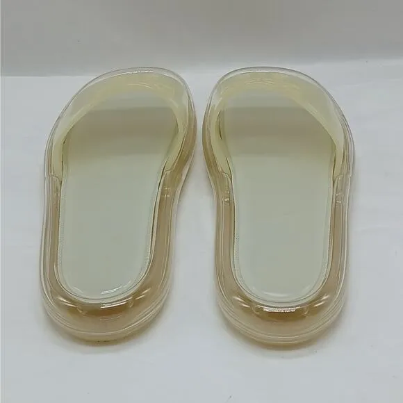 Tory Burch Logo Bubble Jelly Slides Sandal Women 9M Ivory Slip On Platform Shoes