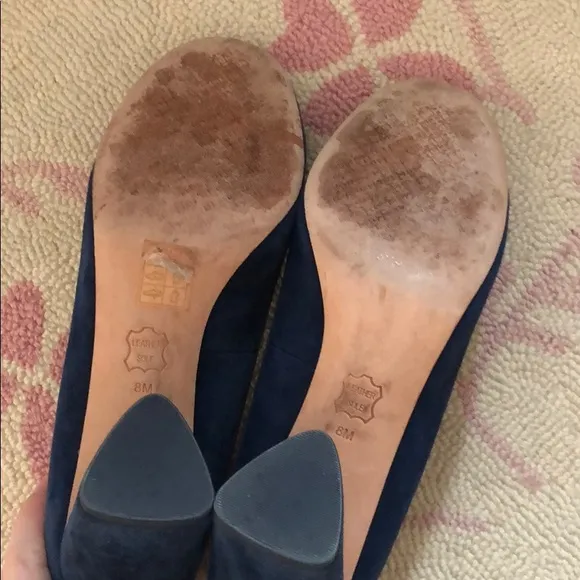 Tory Burch navy blue suede block heels