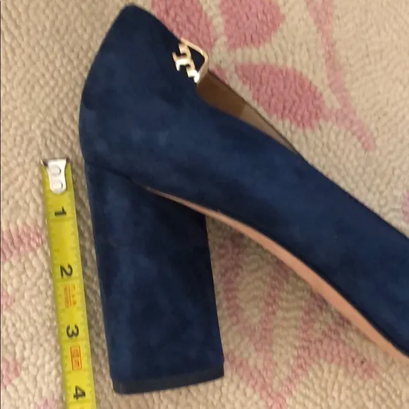 Tory Burch navy blue suede block heels