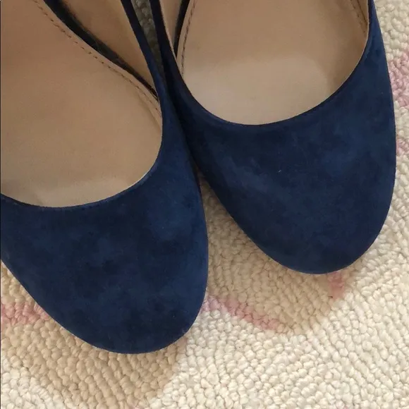 Tory Burch navy blue suede block heels