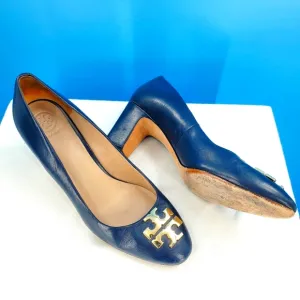 Tory Burch navy leather block heel pump 8.5M