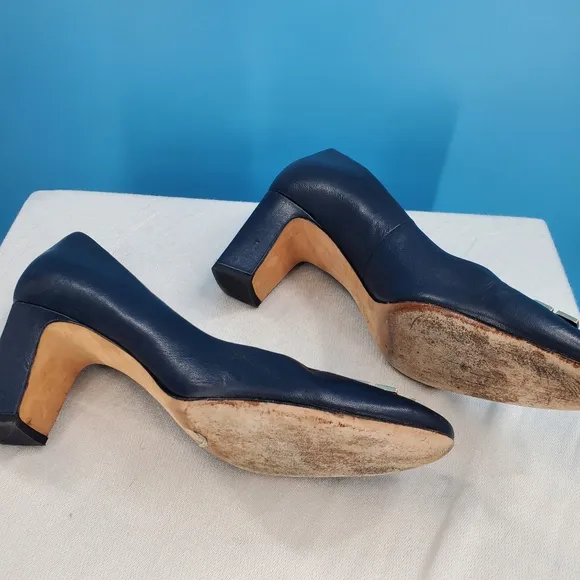 Tory Burch navy leather block heel pump 8.5M