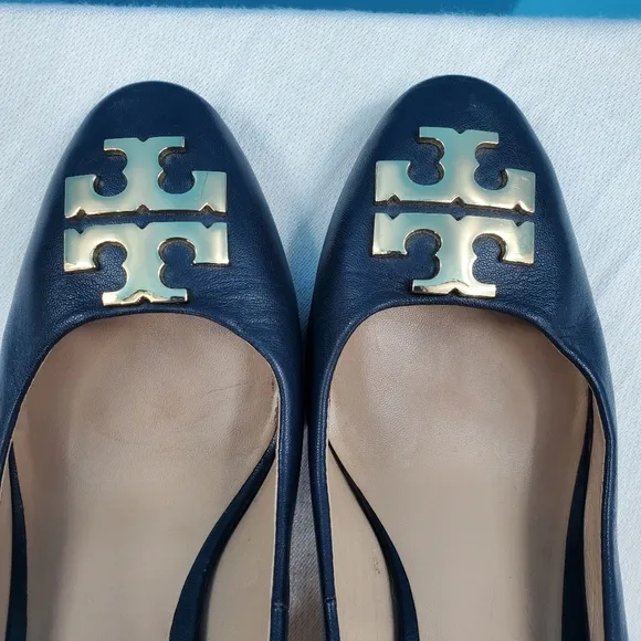 Tory Burch navy leather block heel pump 8.5M